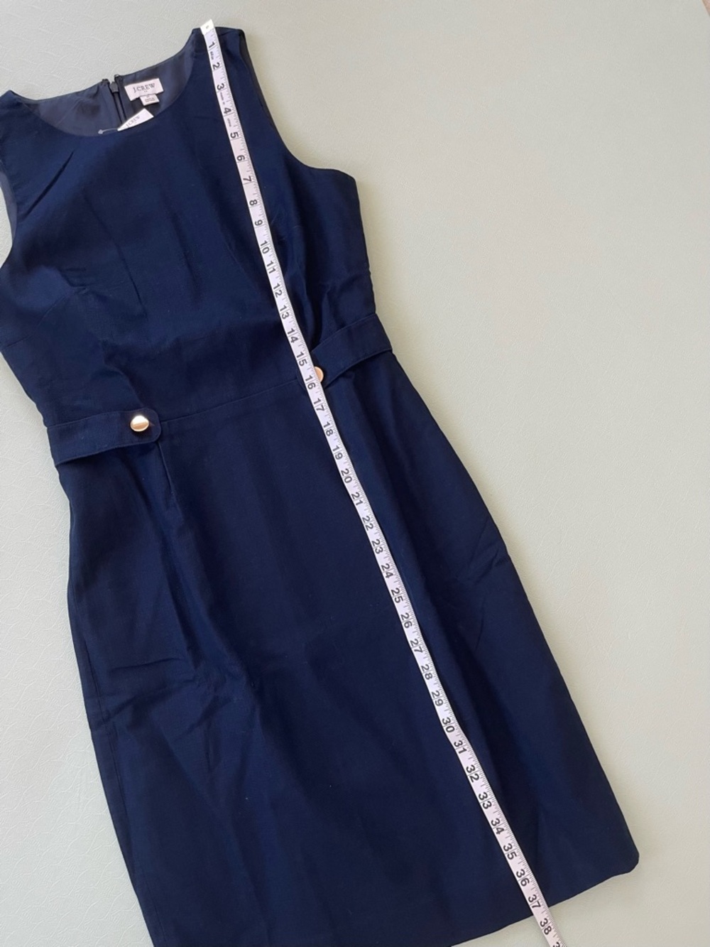 J Crew Navy Sheath Dress with Waist Tabs Sz 2 - Picture 11 of 11